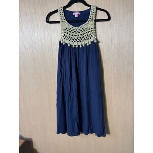 Lilly Pulitzer Navy Blue Crochet Sleeveless Dress Size M